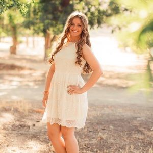 Cream Lace Midi Dress